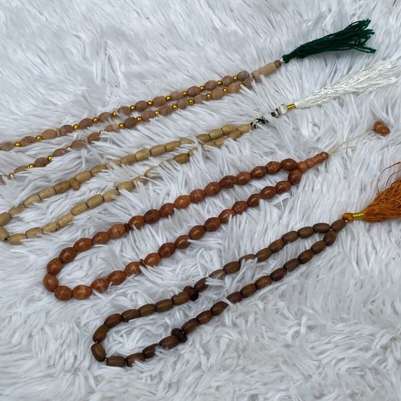 Tasbeeh Lot of 4 Prayer Beads Brown Tan Real Wood Beads Handmade Tasbeh Set of 4 - Picture 1 of 10